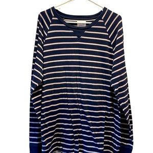 XL J Crew Navy/ White Stripe Cotton Long Sleeve T-Shirt